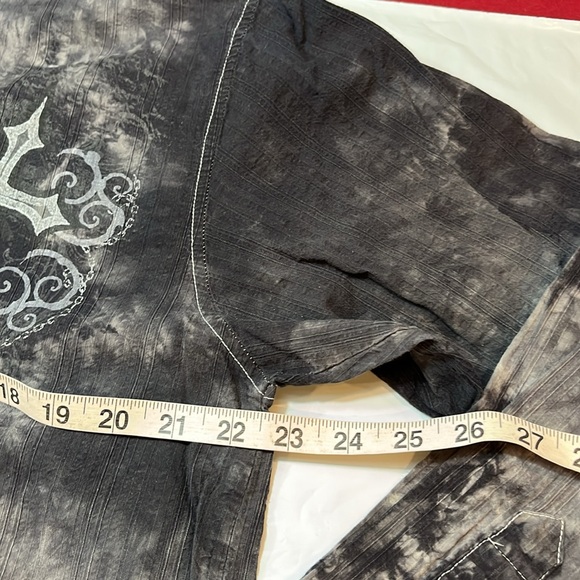 Eighty Eight Apparel black gray CROSS GOTH button up Shirt Men Bleach Dye Y2k XL - Picture 7 of 13